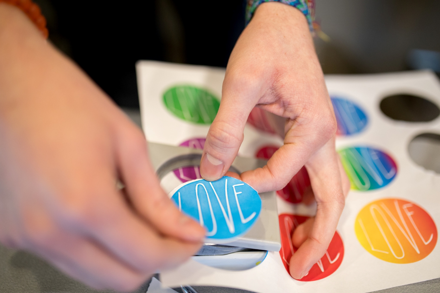 LOVE stickers in various colors