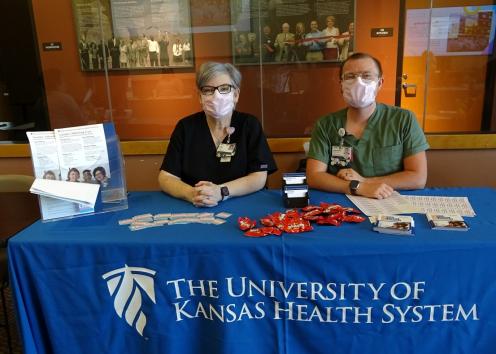 University of Kansas Health System staff tabling at resource fair
